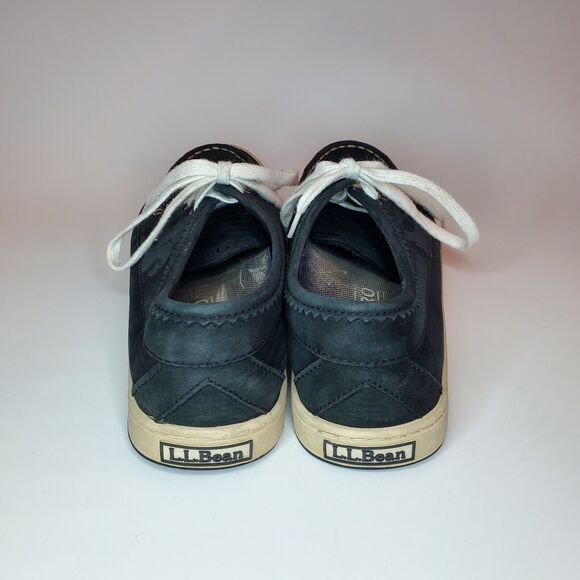 LL Bean Campside Blucher Mocs Women’s Size 8.5M Black Leather White Laces Shoes - Picture 3 of 7